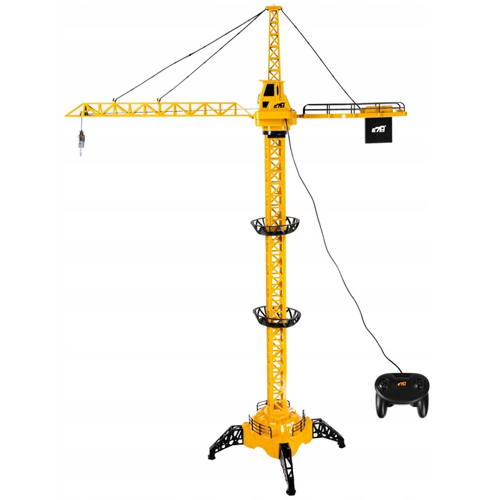 Macara pentru copii controlata cu telecomanda, carlig mobil, brat rotativ 128 cm