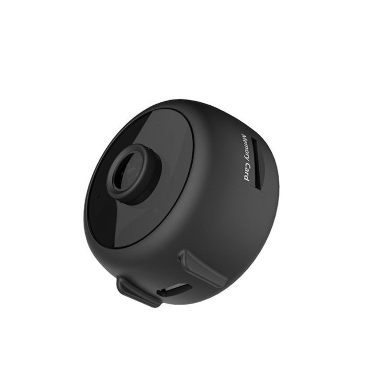 Camera spion mini WiFi 1080P, cu vedere pe timp de noapte, control prin aplicatie mobila, senzor miscare, unghi 150°, inregistrare in bucla, neagra