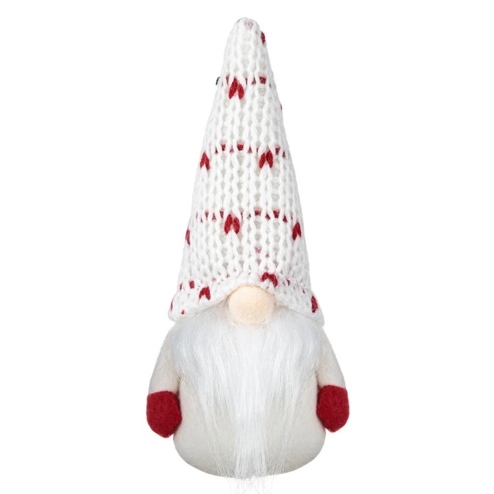 Figura Decorativa de Craciun Gnome Caciula cu Caciula Alba Rosie 17cm