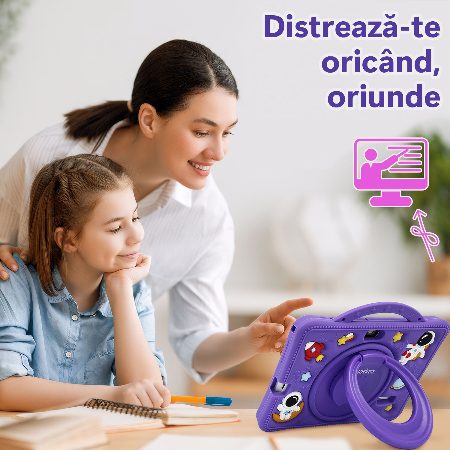 Tableta pentru Copii 7 Inch Android 14 - 4GB RAM, 128GB, Control Parental, Ecran HD 1024x600, Aplicatii Educationale, Software Preinstalat pentru Copii, Suporta, 1024 x 600 Fara SIM 7 inch 128 GB