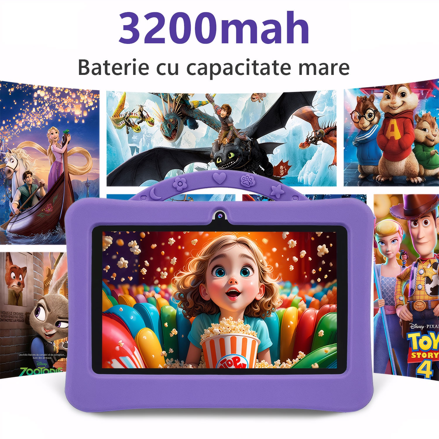 Tableta pentru Copii 7 Inch Android 14 - 4GB RAM, 128GB, Control Parental, Ecran HD 1024x600, Aplicatii Educationale, Software Preinstalat pentru Copii, Suporta, 1024 x 600 Fara SIM 7 inch 128 GB
