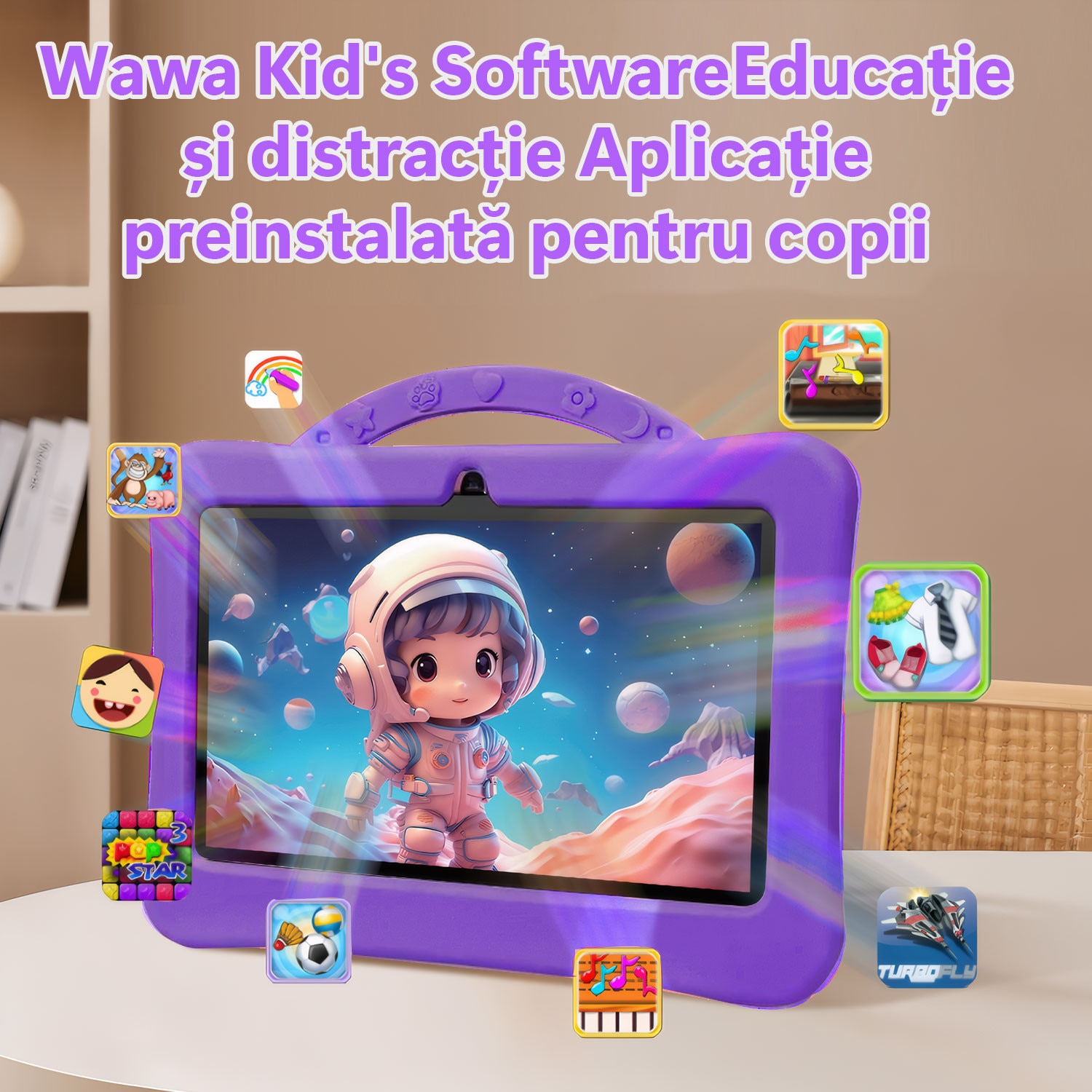 Tableta pentru Copii 7 Inch Android 14 - 4GB RAM, 128GB, Control Parental, Ecran HD 1024x600, Aplicatii Educationale, Software Preinstalat pentru Copii, Suporta, 1024 x 600 Fara SIM 7 inch 128 GB