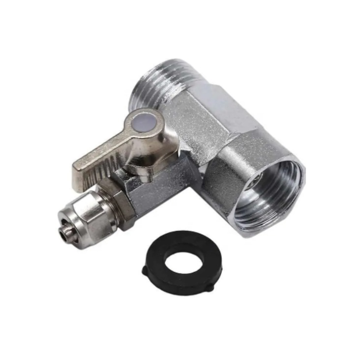 Teu inox cu robinet de alimentare filtre de apa sau automate Furtun 6 mm