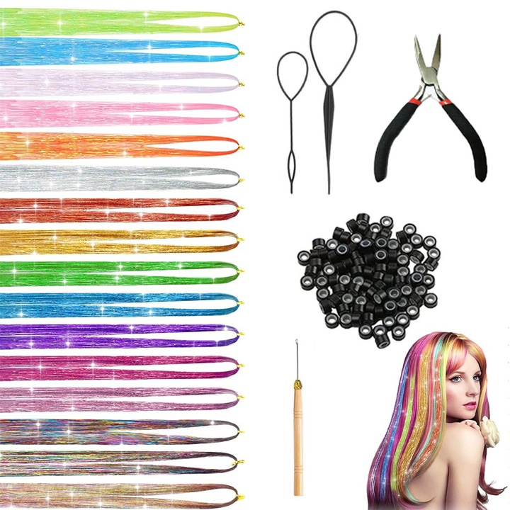 Set accesorii par RUIOMII, 16 buchete fire aurii, 90cm, multicolor