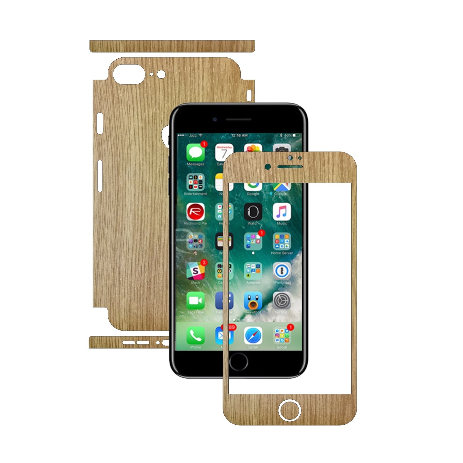 Folie de protectie Carbon Skinz, Husa de tip Skin Adeziv pentru Carcasa, Lemn Stejar dedicata Apple iPhone 8 + Plus