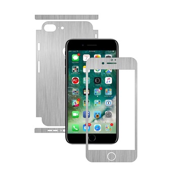 Folie de protectie Carbon Skinz, Husa de tip Skin Adeziv pentru Carcasa, Brushed Argintiu dedicata Apple iPhone 8 + Plus