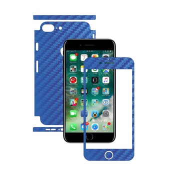 Folie de protectie Carbon Skinz, Husa de tip Skin Adeziv pentru Carcasa, Carbon Albastru dedicata Apple iPhone 8 + Plus