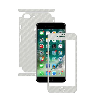 Folie de protectie Carbon Skinz, Husa de tip Skin Adeziv pentru Carcasa, Carbon Alb dedicata Apple iPhone 8 + Plus