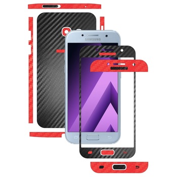 Folie de protectie Full Body Carbon Skinz, Acoperire Totala, Two Tone Negru / Rosu dedicata Samsung Galaxy A3 2017 Folie de protectie Full Body Carbon Skinz, Acoperire Totala, Two Tone Negru / Rosu dedicata Samsung Galaxy A3 2017