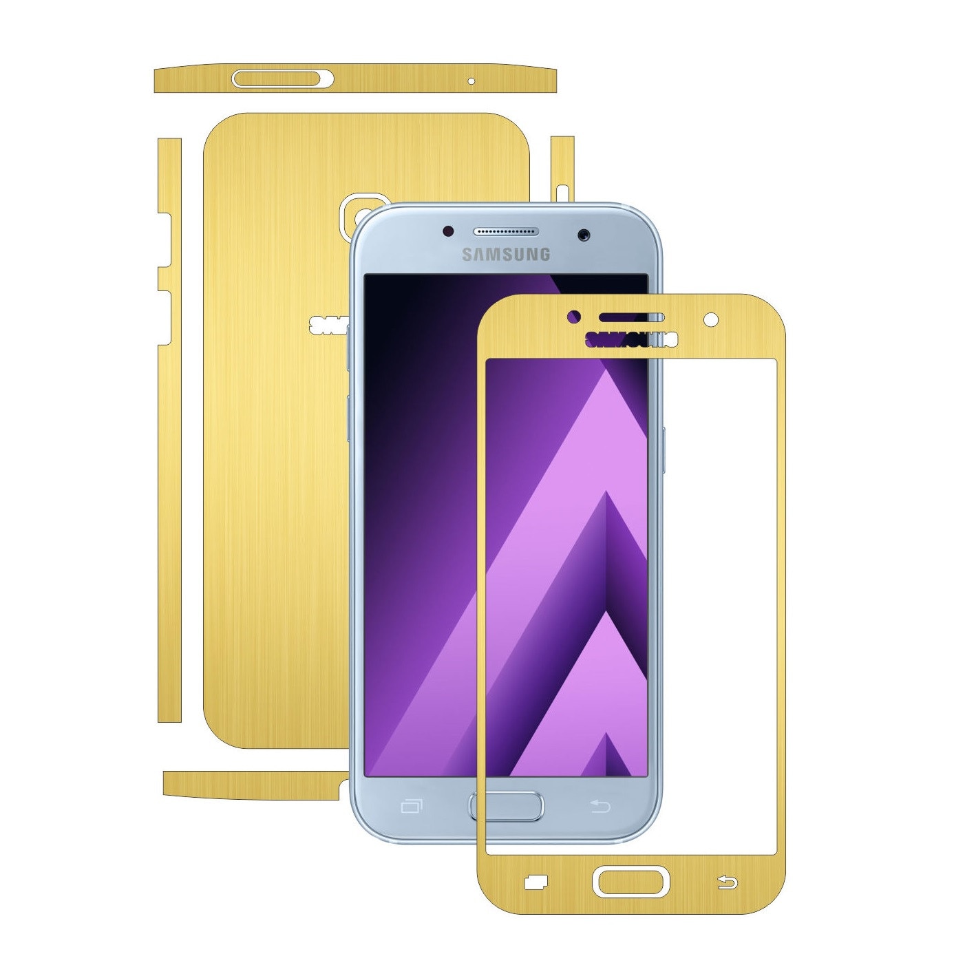 Folie de protectie Carbon Skinz, Husa de tip Skin Adeziv pentru Carcasa, Brushed Auriu dedicata Samsung Galaxy A5 2017