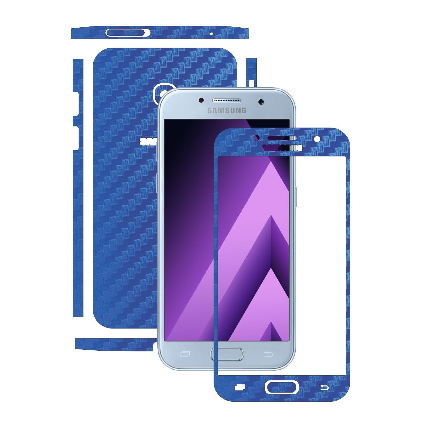 Folie de protectie Carbon Skinz, Husa de tip Skin Adeziv pentru Carcasa, Carbon Albastru dedicata Samsung Galaxy A5 2017