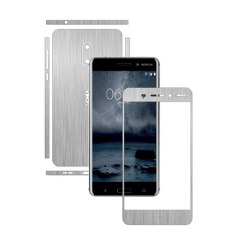 Folie de protectie Carbon Skinz, Husa de tip Skin Adeziv pentru Carcasa, Brushed Argintiu dedicata Nokia 6 Folie de protectie Carbon Skinz, Husa de tip Skin Adeziv pentru Carcasa, Brushed Argintiu dedicata Nokia 6