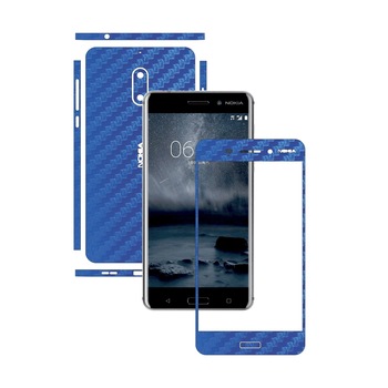 Folie de protectie Carbon Skinz, Husa de tip Skin Adeziv pentru Carcasa, Carbon Albastru dedicata Nokia 6 Folie de protectie Carbon Skinz, Husa de tip Skin Adeziv pentru Carcasa, Carbon Albastru dedicata Nokia 6