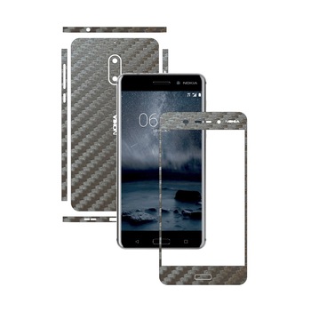 Folie de protectie Carbon Skinz, Husa de tip Skin Adeziv pentru Carcasa, Carbon Gri Argintiu dedicata Nokia 6 Folie de protectie Carbon Skinz, Husa de tip Skin Adeziv pentru Carcasa, Carbon Gri Argintiu dedicata Nokia 6