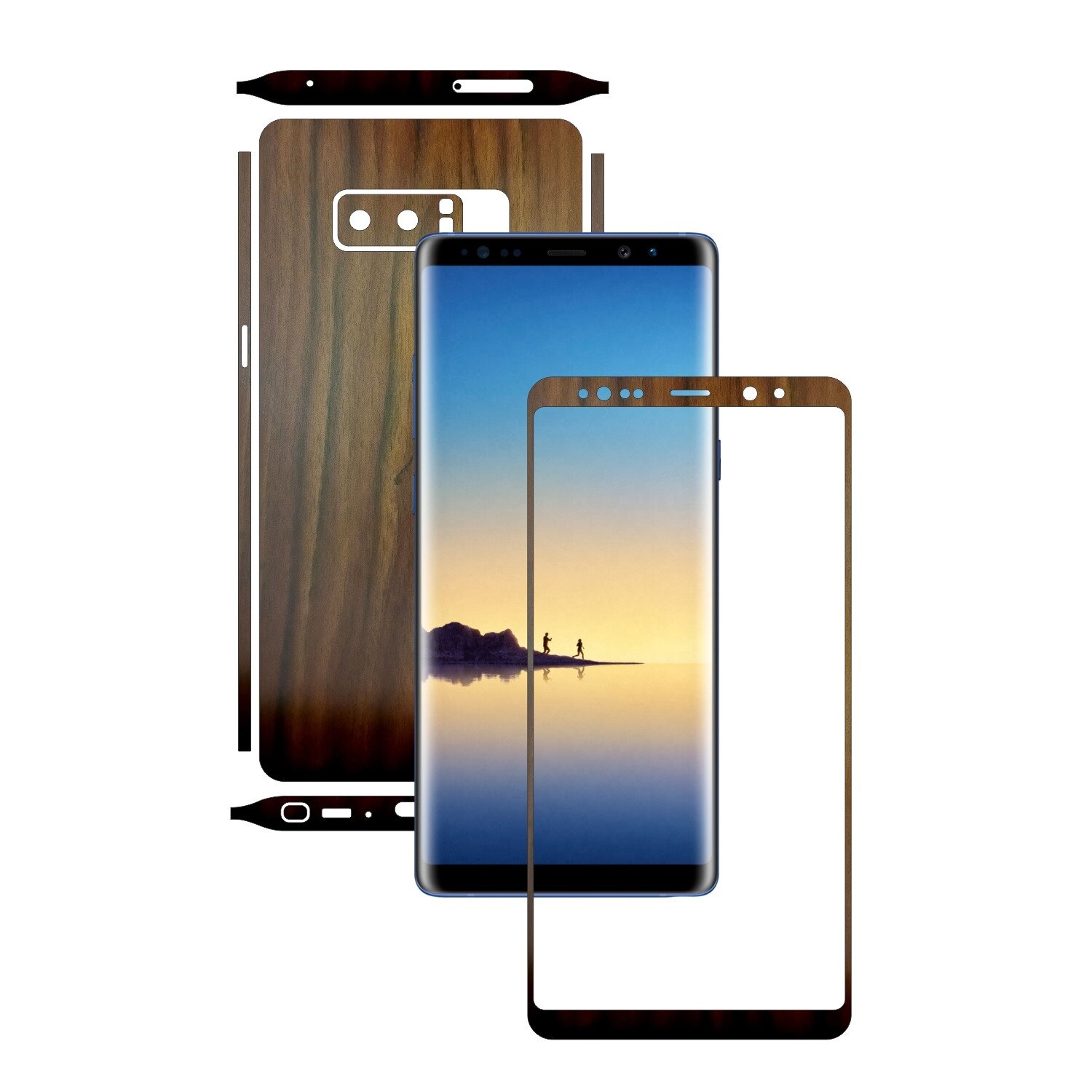 Folie de protectie Carbon Skinz, Husa de tip Skin Adeziv pentru Carcasa, Lemn Nuc Inchis dedicata Samsung Galaxy Note 8