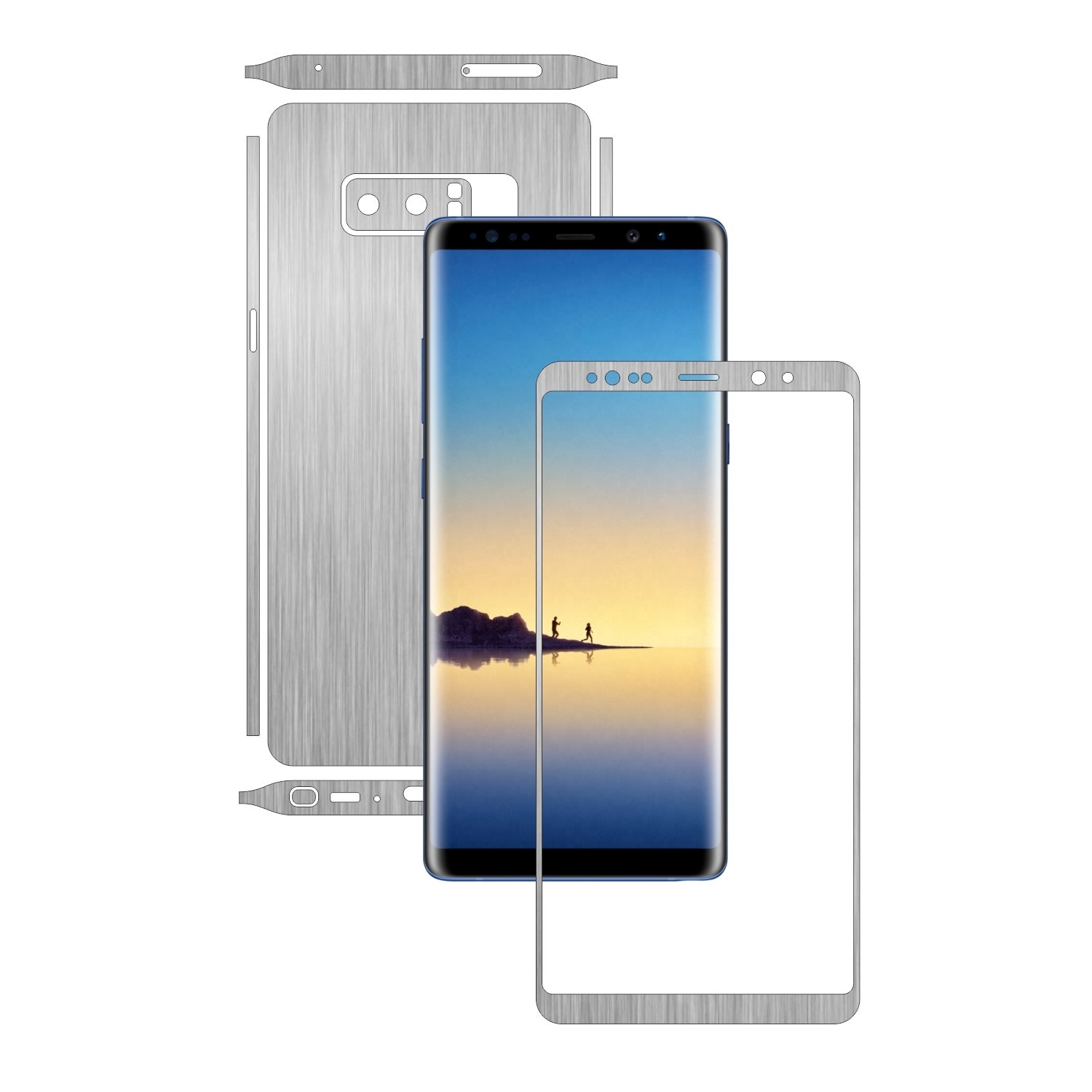Folie de protectie Carbon Skinz, Husa de tip Skin Adeziv pentru Carcasa, Brushed Argintiu dedicata Samsung Galaxy Note 8