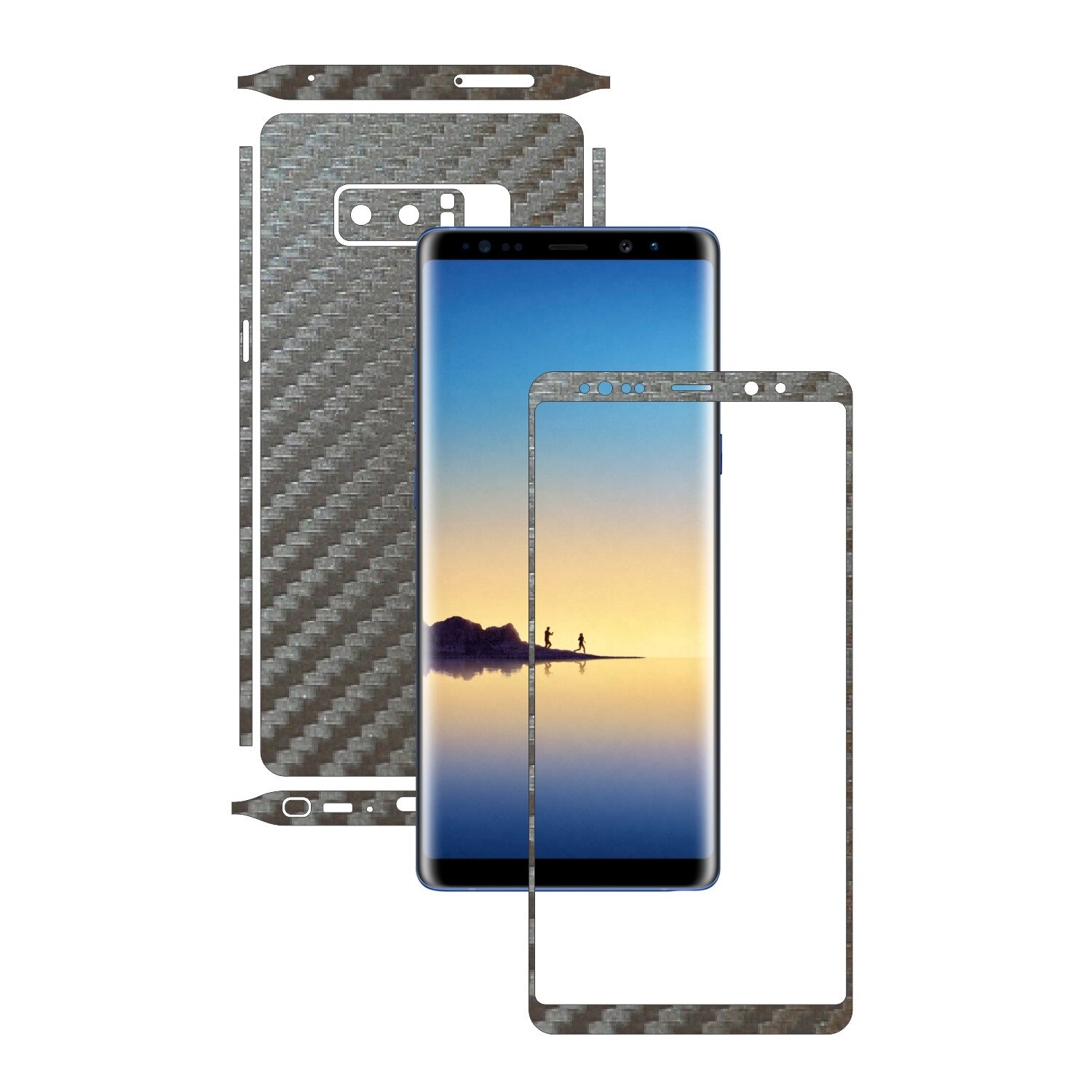 Folie de protectie Carbon Skinz, Husa de tip Skin Adeziv pentru Carcasa, Carbon Gri Argintiu dedicata Samsung Galaxy Note 8