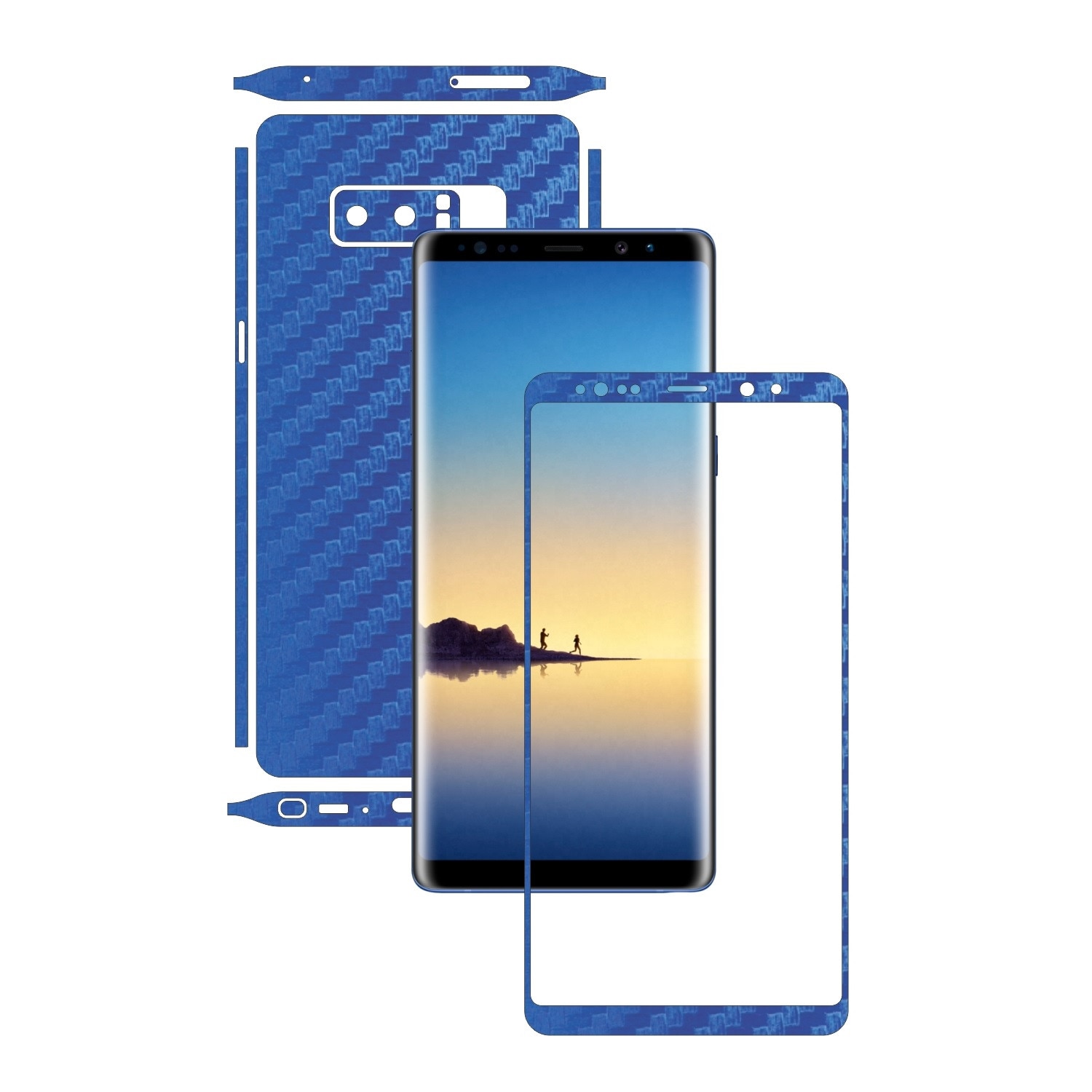 Folie de protectie Carbon Skinz, Husa de tip Skin Adeziv pentru Carcasa, Carbon Albastru dedicata Samsung Galaxy Note 8