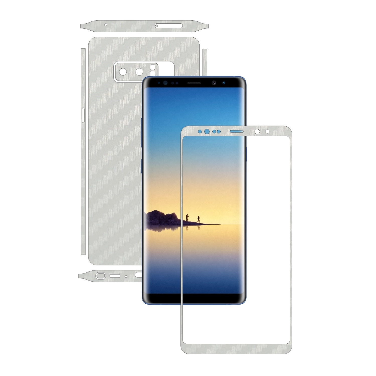 Folie de protectie Carbon Skinz, Husa de tip Skin Adeziv pentru Carcasa, Carbon Alb dedicata Samsung Galaxy Note 8