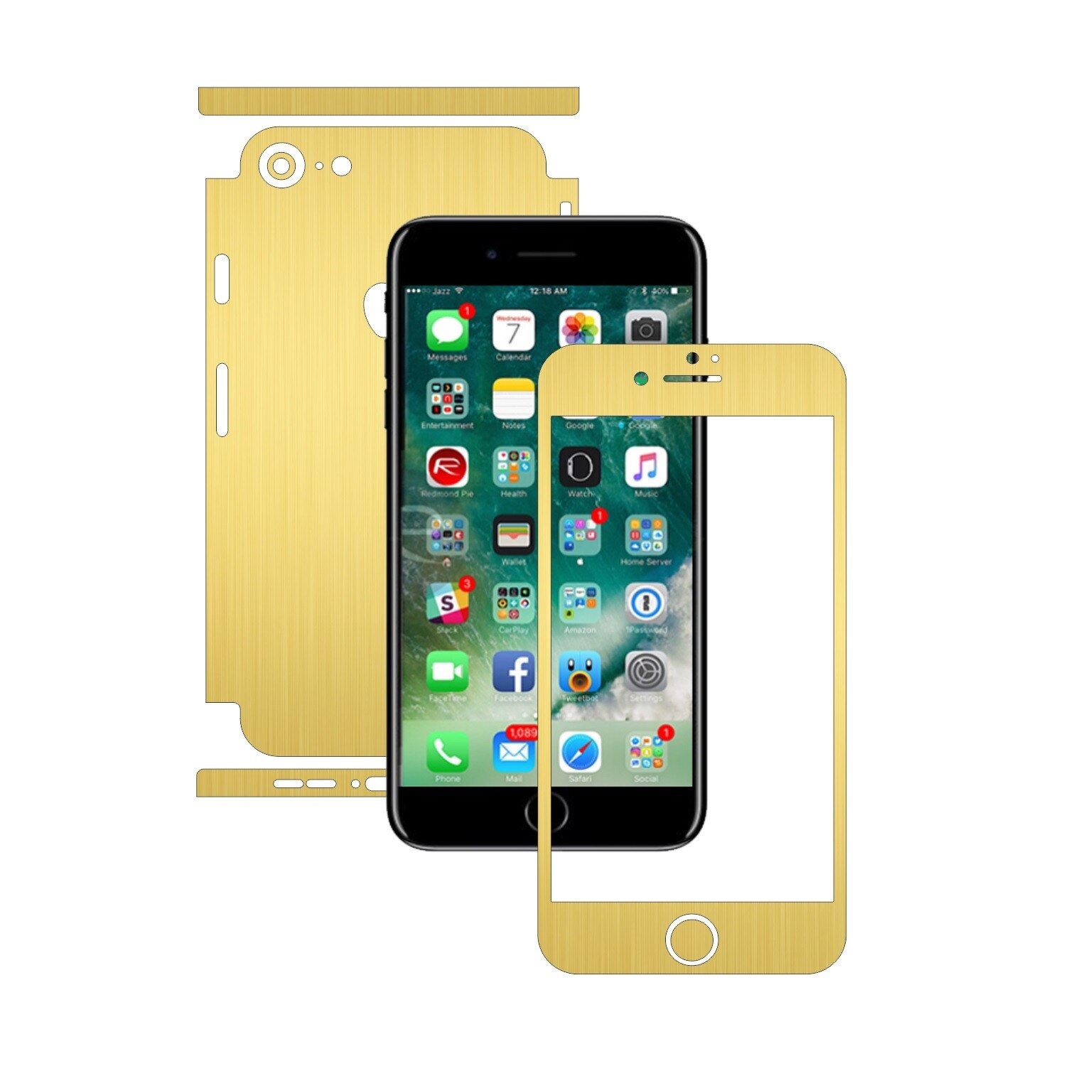 Folie de protectie Carbon Skinz, Husa de tip Skin Adeziv pentru Carcasa, Brushed Auriu dedicata Apple iPhone 8