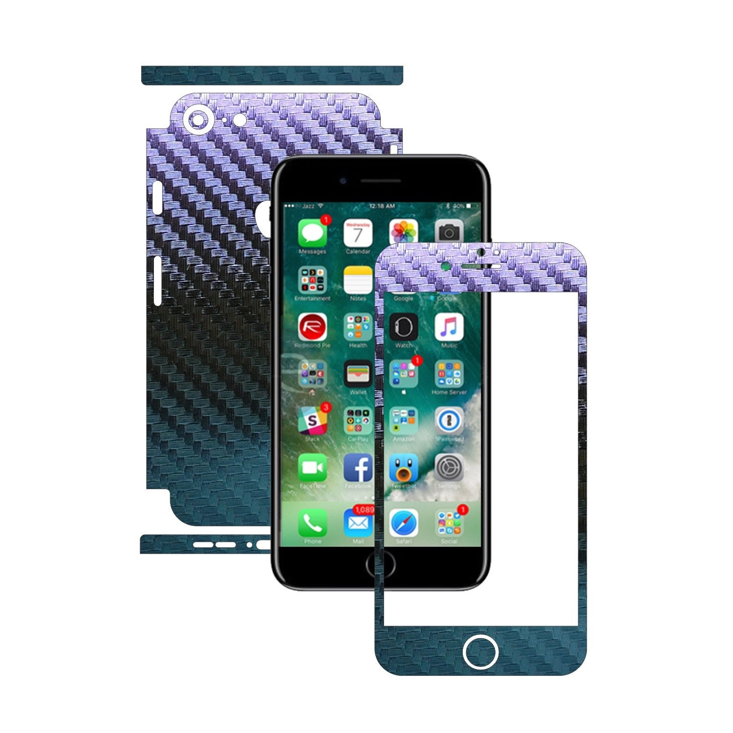 Folie de protectie Carbon Skinz, Husa de tip Skin Adeziv pentru Carcasa, Carbon Cameleon dedicata Apple iPhone 8