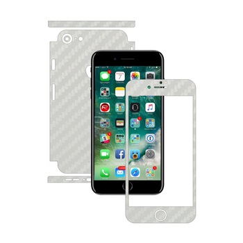 Folie de protectie Carbon Skinz, Husa de tip Skin Adeziv pentru Carcasa, Carbon Alb dedicata Apple iPhone 8