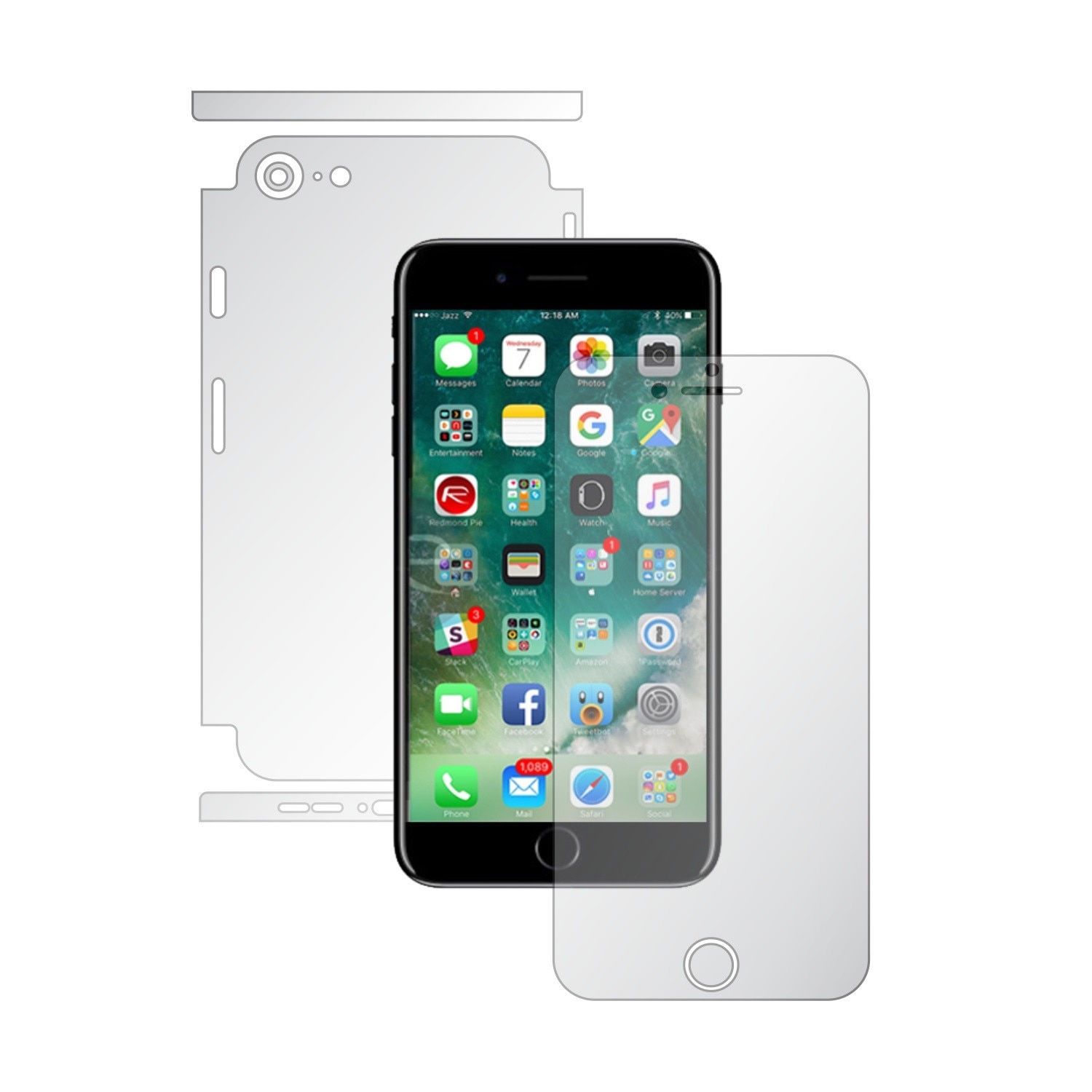 1 + 1 GRATUIT - Apple iPhone 8 - Invisible Skinz HD - Folie Protectie Siliconica Ultra-Clear pentru Ecran,Carcasa Spate si Laterale, Husa Transparenta Full Body Cover Edge to Edge de tip Skin Adeziv