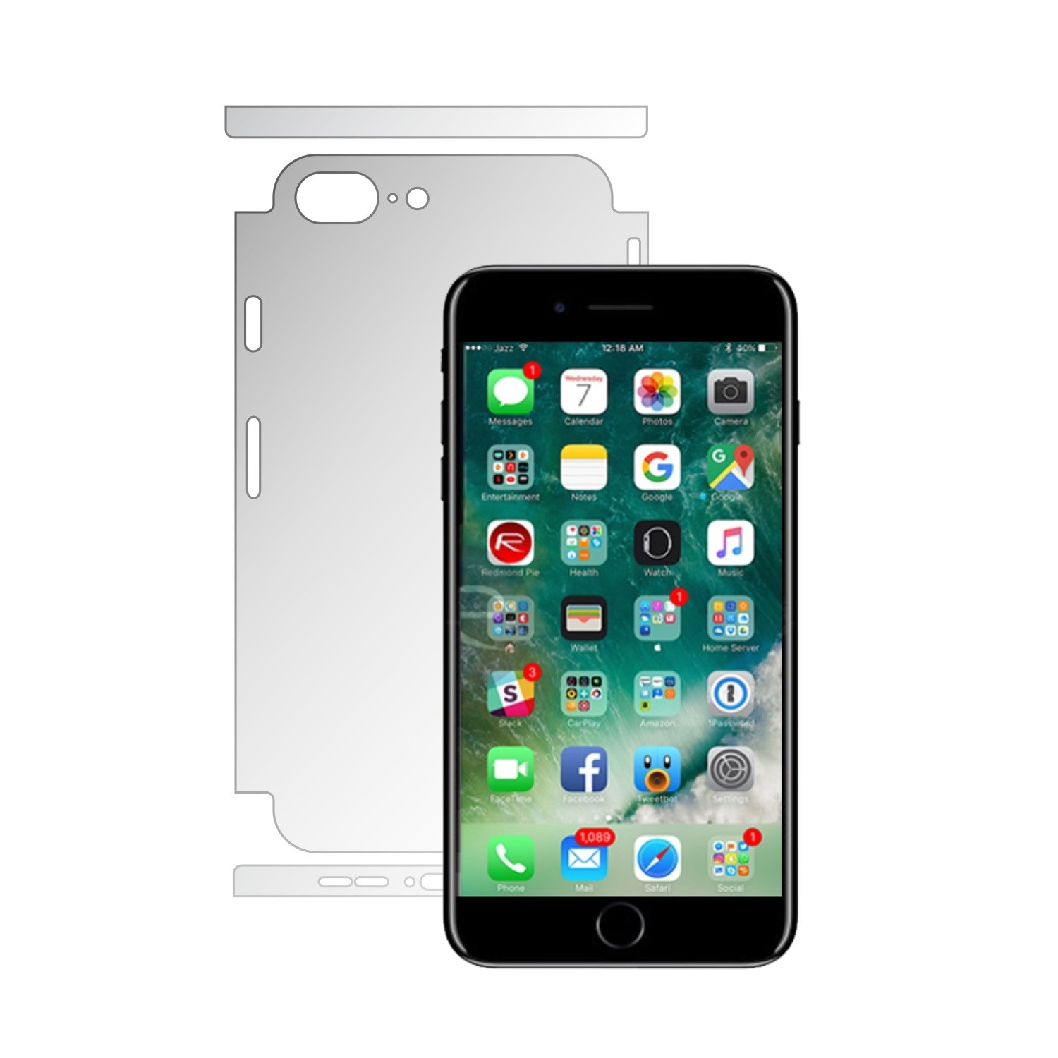 Folie Protectie Invisible Skinz Ultra-Clear AutoRegeneranta, Husa Transparenta de tip Skin Adeziv pentru Carcasa si Laterale, dedicata Apple iPhone 8 + Plus