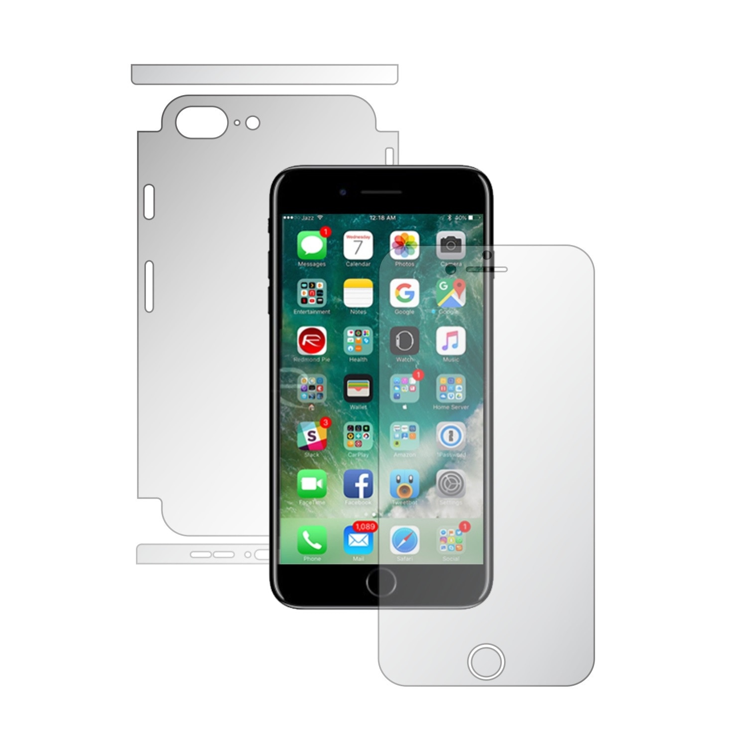 1 + 1 GRATUIT - Apple iPhone 8 + Plus - Invisible Skinz HD - Folie Protectie Siliconica Ultra-Clear pentru Ecran,Carcasa Spate si Laterale, Husa Transparenta Full Body Cover Edge to Edge de tip Skin Adeziv