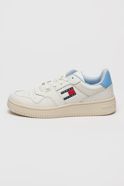 Tommy Jeans, Retro sneaker perforált részlettel, Fehér/Világoskék
