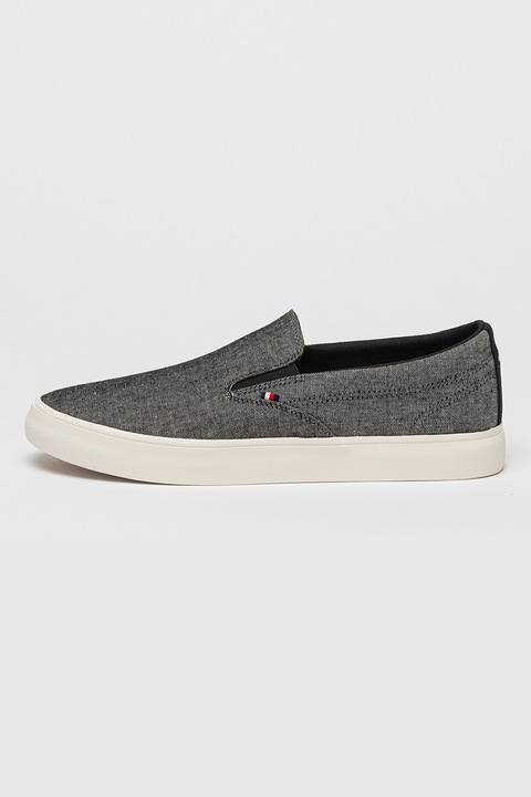 Tommy Hilfiger, Pantofi slip-on din in, Negru melange