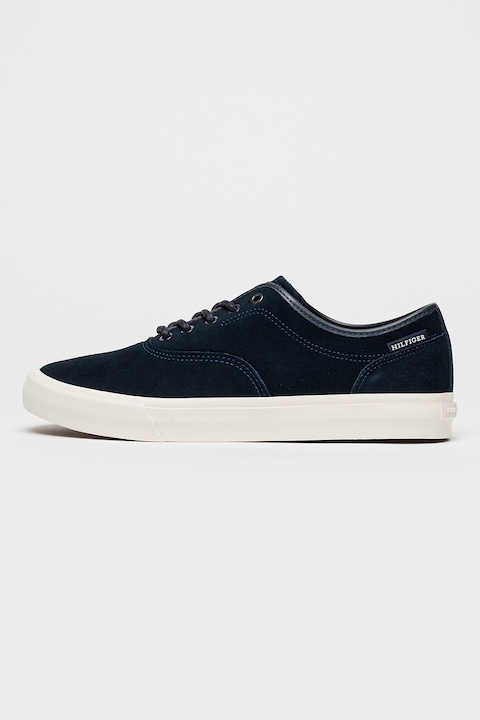 Tommy Hilfiger, Pantofi sport din piele intoarsa Oxford, Albastru ultramarin