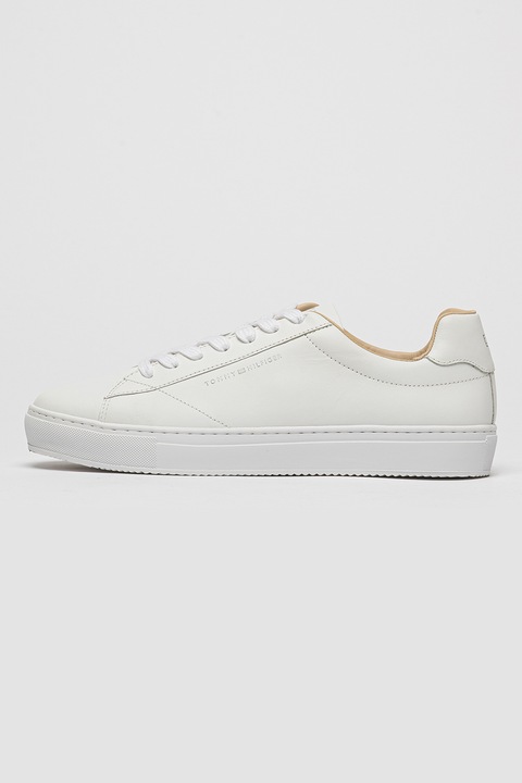 Tommy Hilfiger, Pantofi sport low-cut din piele Premium Cupsole, Alb