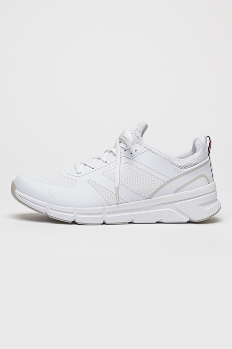 Tommy Hilfiger, Műbőr sneaker hálós anyagbetétekkel, Fehér