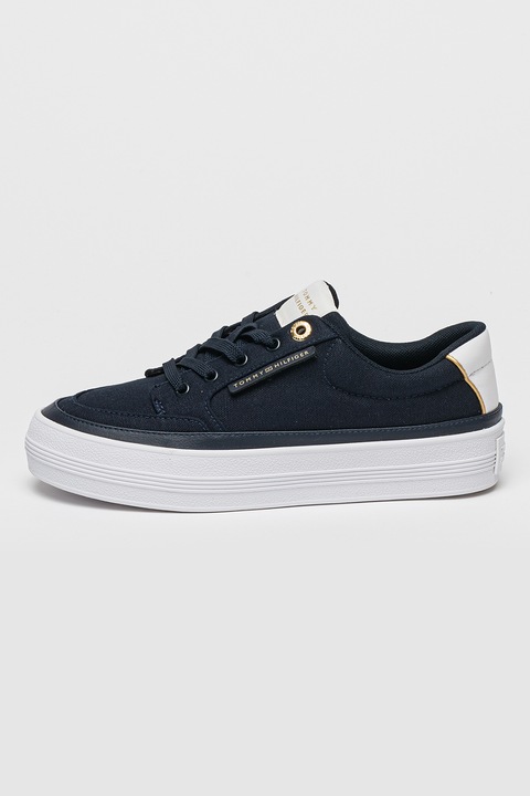 Tommy Hilfiger, Flatform sneaker, Aranyszín/Tengerészkék