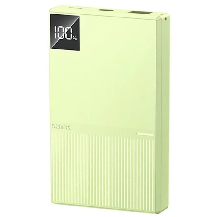 Powerbank Remax FP-8, Baterie 10.000mAh, USB + Type-C, Putere 22.5W, Afisaj LED, Verde