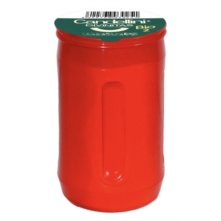 Candela MISAVAN Bio 2, 50 ore ardere, rosu, inaltime 100mm, suport plastic