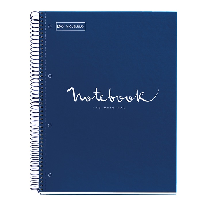 Caiet cu spira, Miquelrius, Emotion, A4, dictando, 80 file, coperta carton dur, albastru