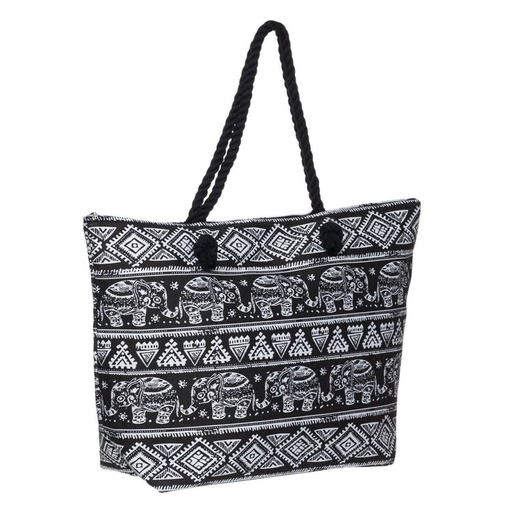 Geanta Neagra Model Elefant pentru Plaja 54x17x37cm