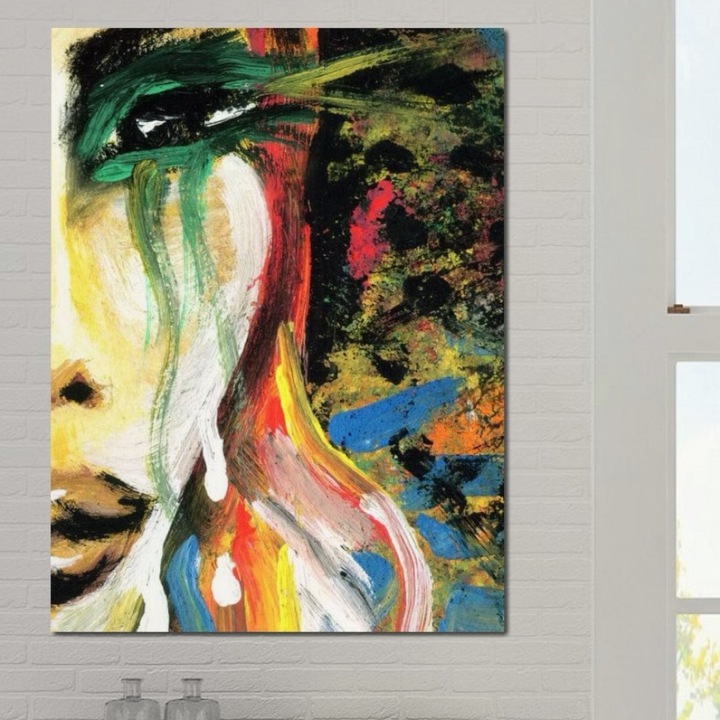 Премиум картина върху платно, LuxCanva® G1079, Чувства върху платно, 100 X 135 CM, 100% памучно платно 400g/m2, дървена рамка, Сълзи, Цветно, Страдание, Емоция, Чувство, Тръпка, Цветове, Хол, Спалня