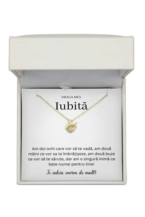 Colier Lebada Argint 925 Placat cu Aur 14K cu Mesaj - Cadou Iubita - The Jewel Heart