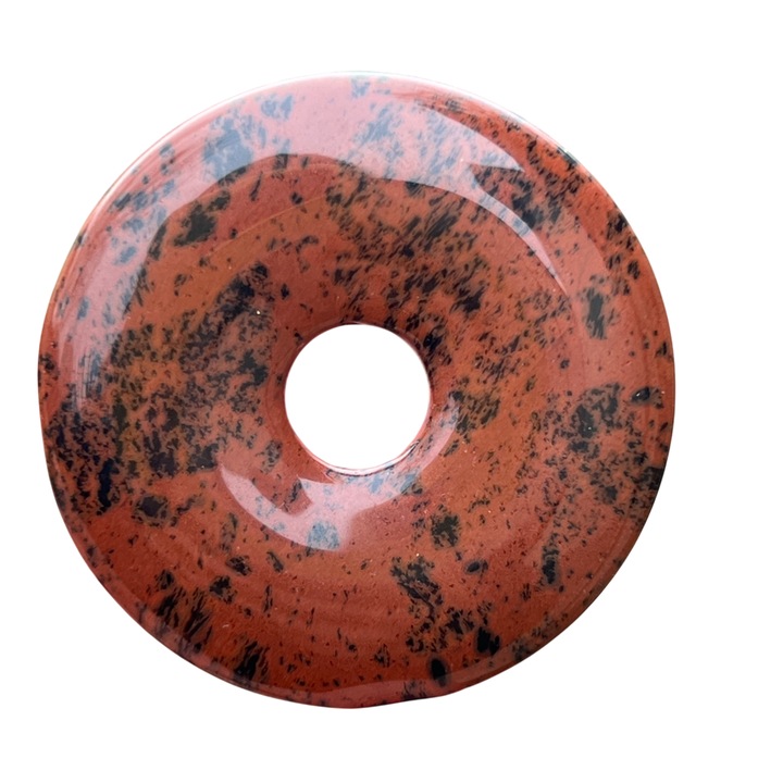 Pandantiv piatra pi obsidian mahon DONUT L model 2, Druzy, pietre semipretioase