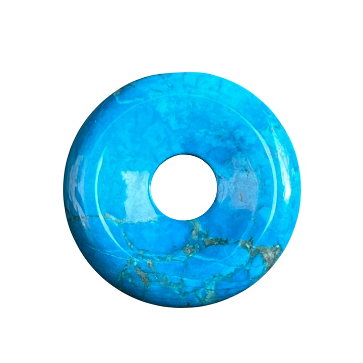 Pandantiv donut piatra pi howlit albastru M, Druzy, pietre semipretioase