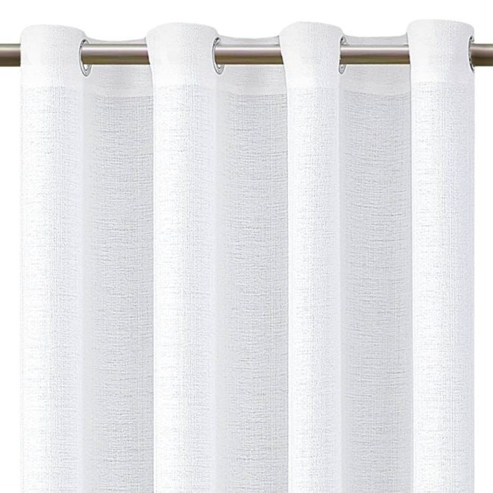 Draperie decorativa, grad de umbrire scazut -lasa lumina sa treaca, model tip tesatura reliefata, cu inele, 140x250 cm, alb