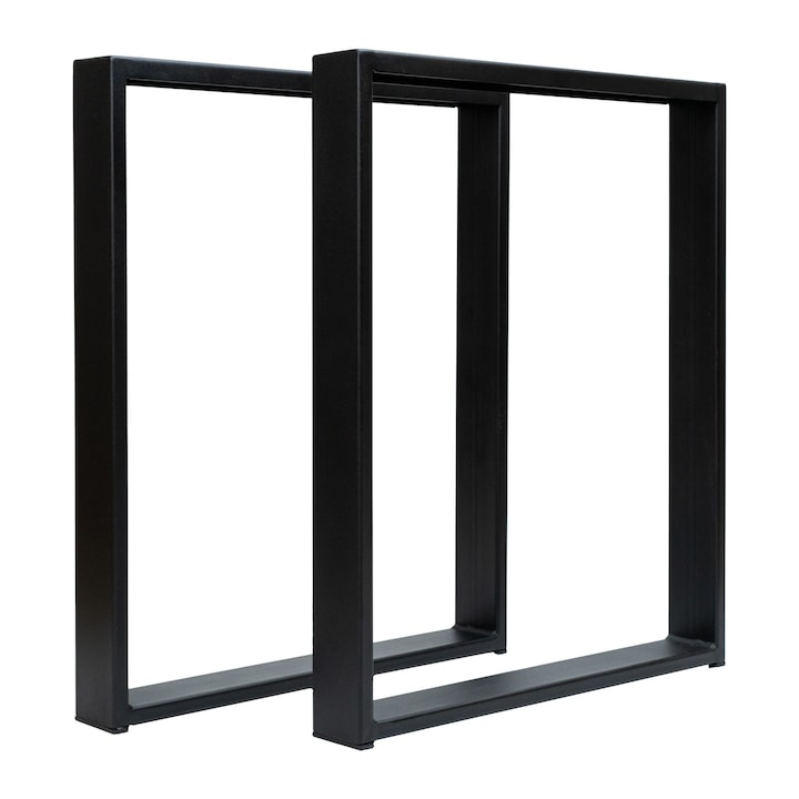 Set 2 picioare masa, Profil lat, Vopsire in camp electrostic, Negru mat, 72x50x8 cm