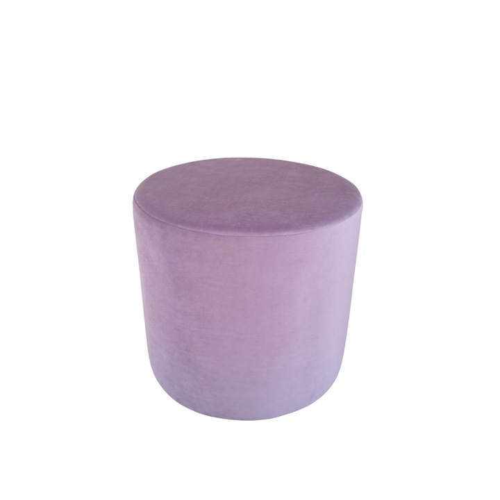Taburet rotund, tapitat catifea, roz, 42X42cm
