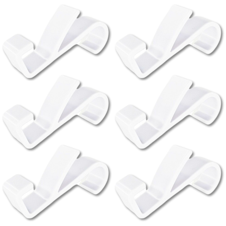 Set de 6 Carlige Jaskus® pentru Radiatoare Rotunde - Suport Universal Prosoape/ Haine, Compatibil cu Toate Radiatoarele Standard, Montaj Instant Fara Gaurire, Rezistent la Umiditate/Coroziune, Material ABS, Alb