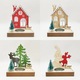 Suport lumanari din lemn de Craciun, 4 stiluri, casa colorata, ren, 13.3x10.3x6.8cm
