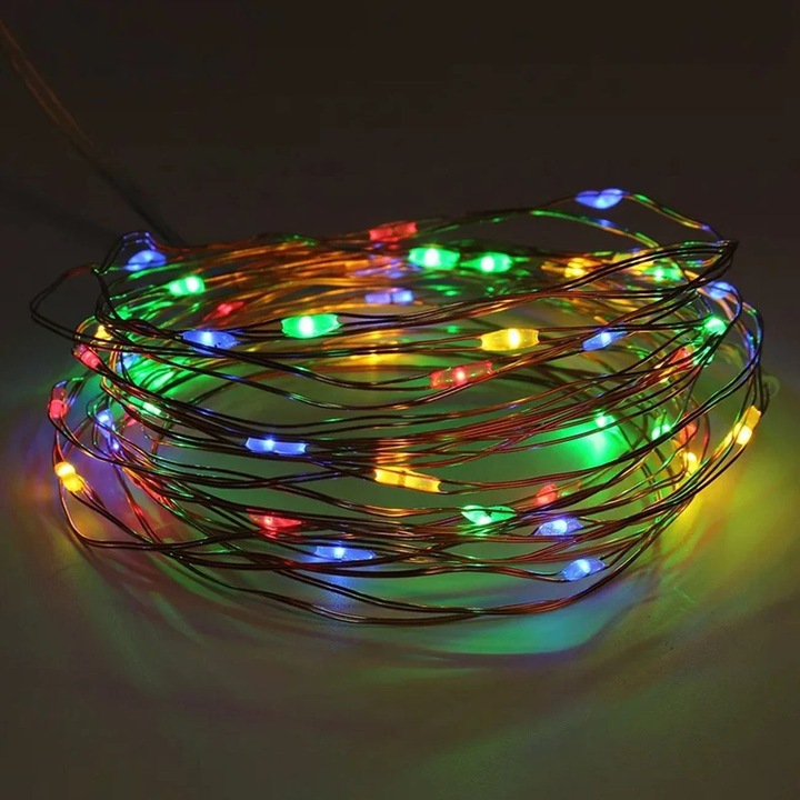 20 LED осветителни тела, работещи с батерии, 1,9 м - пастелни многоцветни цветове