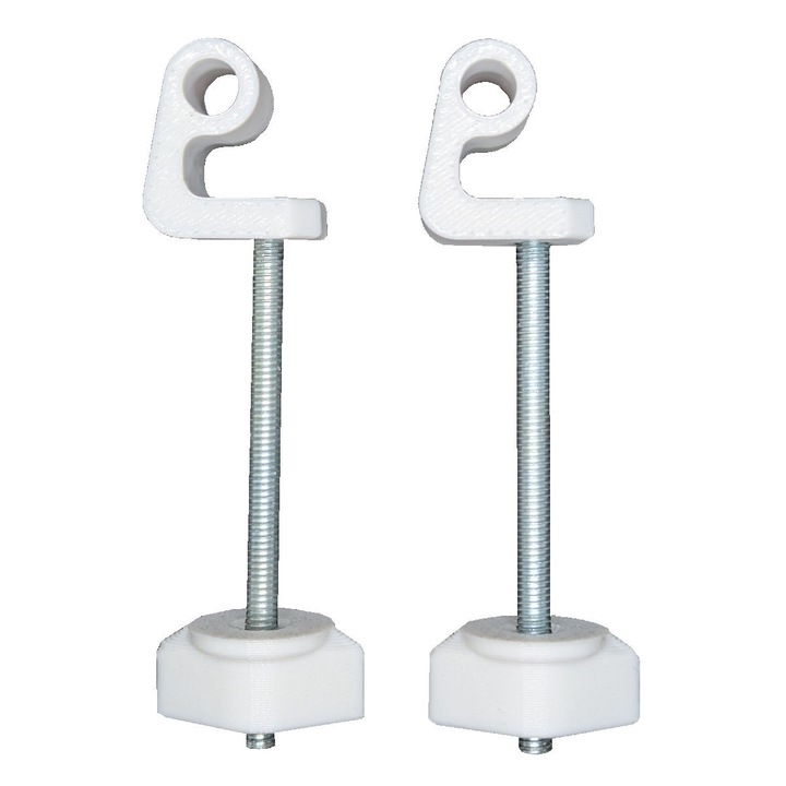 Set surub capac WC cu cioc, filet metalic, alb, 2 bucat / set